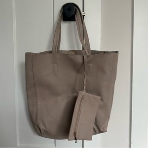 Taupe Pebbled Vegan Leather Tote